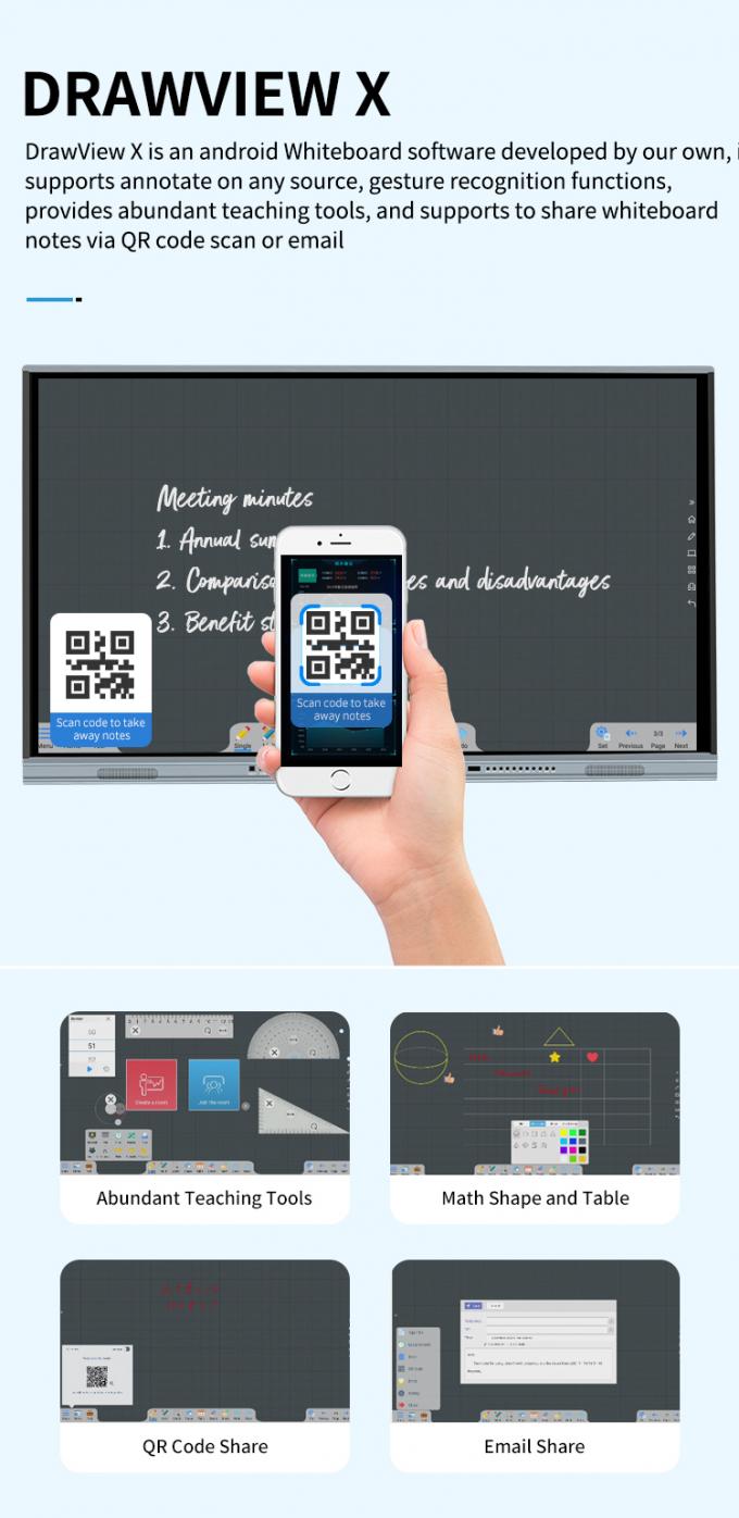 Iboard Neues Produkt 98" 4K Smart Display Interaktives Flachbildschirm-Display Große Touchscreen-Monitor für Besprechungsraum 6