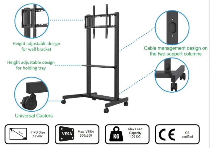 Portable mobile Stand für intelligente interaktive Flachbildschirme 55-86 Zoll. Beweglich, langlebig und platzsparend. Ideal für Klassenzimmer, Büros und Ausstellungen. Glatte Räder sorgen für Bequemlichkeit 2