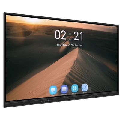 Android 13 IR Interaktives Whiteboard Finger Touch 65 75 86 Zoll 4K Smart Panel Anzeige mit WiFi RJ45 drahtloses Teilen von Pad / Telefon / Laptop für Schulbüro-Treffen