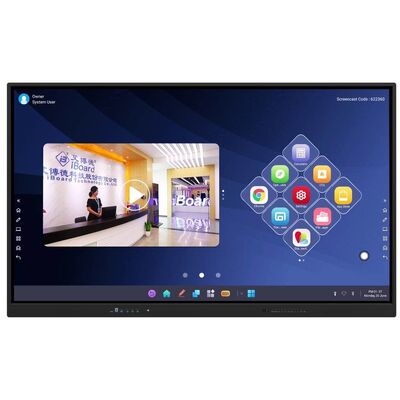 65 75 86 98 Zoll LCD Smart Board Interaktives 4mm Gehärtetes Glas Android Windows 10/11 Pro Touch Finger Smart Monitor