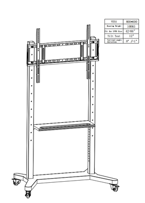 55&quot; - 86&quot; verstellbarer Mobil-TV-Stand mit Rädern, Kompatibilität für 43&quot; - 100&quot; flache/kurve Bildschirme bis 220 lbs Stahlrahmen, 5 Höhenoptionen, Rollende TV-Wagen