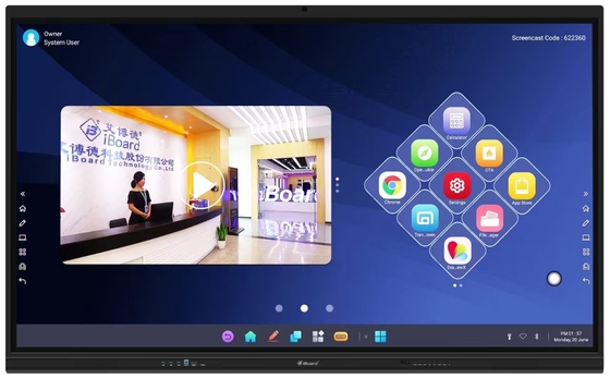 Multi-Touch-Bildschirm Stylus unterstützt 20 Berührungspunkte eingebautes Mikrofon mit Bildschirmspiegelung Interaktives Whiteboard Android Betriebssystem