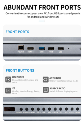 Android 13 Interaktives Whiteboard 65-Zoll-Multifunktionales All-in-One-Smart Interaktives Flachbildschirm Serielle USB-Schnittstelle Neuer Bildschirm-Monitor für das Klassenzimmer