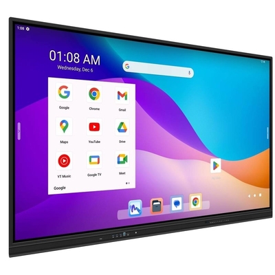 86-Zoll-Google EDLA zertifiziertes interaktives Smart-Panel. Android 13 mit eingebautem Enjoy-System. OPS-Slot. Optionale Kamera und Handy-Stand