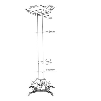 Projektor Arm Deckenhalter universell für Laserprojektor Einstellbarer Bereich 60 ~ 95 cm