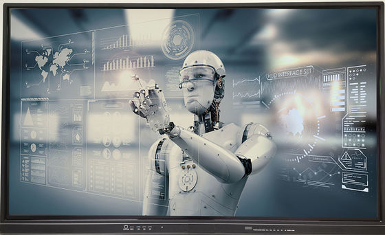Anpassbares interaktives Flat Panel 75 Zoll Android 14 OPS PC WLAN BT USB RJ45 Touch Software Smart Board für Geschäftsgespräche