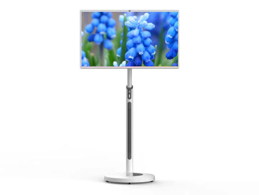 32 Zoll FHD Android 13 8+128 GB 8-Kern Smart TV auf Rädern Fernbedienung Touchscreen Monitor mit Akku 13MP Kamera Tragbarer drehbarer Fernseher