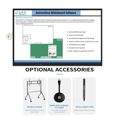 2026 Neuheiten 4K UHD Auflösung Android 13/14 OS 50 Touch-Punkte Interaktives Whiteboard Smart Board für Unterricht und Besprechungen