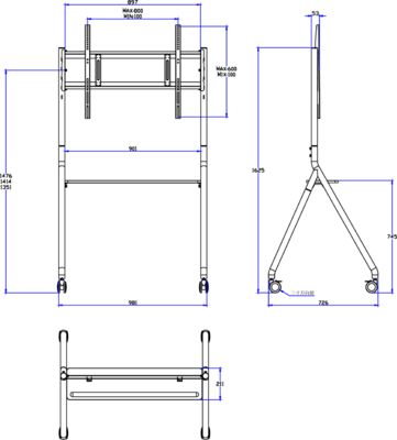 Neu ankommender interaktiver Whiteboard-Ständer, beweglich, für 42 bis 75 Zoll TV-Monitor, hebbarer mobiler Ständer, max. Tragfähigkeit 60 kg, leistungsstarke Rollen, leicht zu bewegen, für interaktiven Whiteboard-Mobilständer