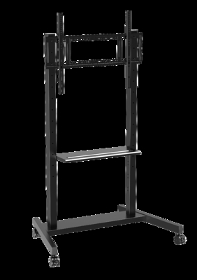 Fabrik Großhandel 55"- 86 "Verstellbarer Mobil-TV-Stand Mit Rädern Kompatibilität Interaktives Whiteboard-Smart-Panel Bis zu 220 Pfund Stahlrahmen Rolling TV-Wagen