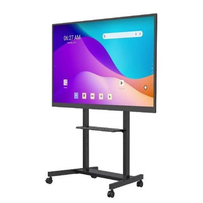 Fabrik Großhandel 55"- 86 "Verstellbarer Mobil-TV-Stand Mit Rädern Kompatibilität Interaktives Whiteboard-Smart-Panel Bis zu 220 Pfund Stahlrahmen Rolling TV-Wagen