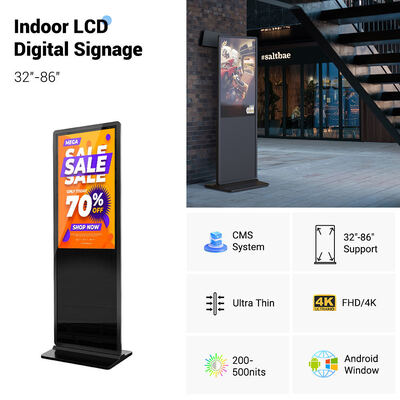 Hochwertiger 55 65 Zoll Stand-Indoor-LCD-Werbe-Totem Digital Signage HD-Werbekiosk 4K Touchscreen