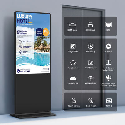 iBoard 43 Zoll Bodenstand vertikaler LCD-Touchscreen Innenraum Smart Werbebildschirm Digital Signage Werbe-Player