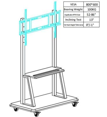Beweglicher Stand für justierbare Höhenklage wechselwirkenden Bretter Touch Screen Gremiums für Größe 52&quot; ~86&quot;