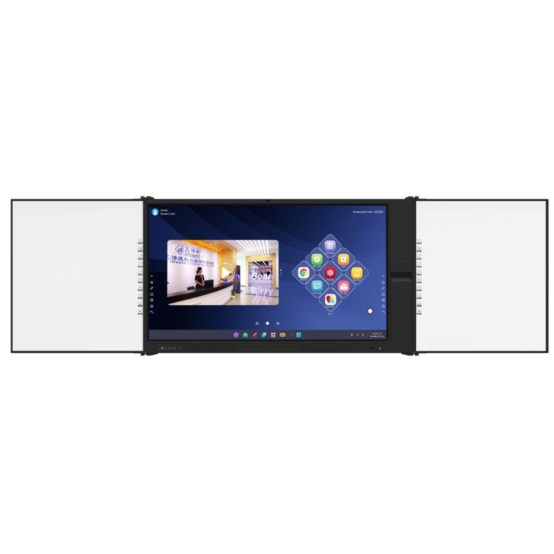 Intelligentes zweiseitiges schwarzes grünes Whiteboard mit 75 86 Zoll Android Touch Panel Board mit Kamera Mikrofon Dokumentenscanner Mobilstand für Büro-Schulunterricht
