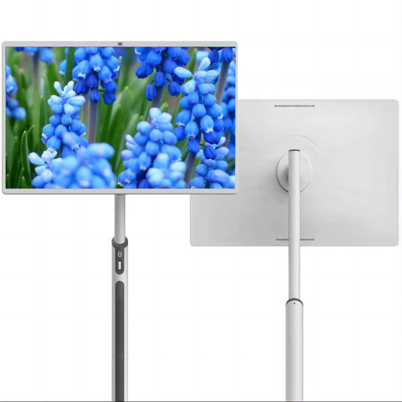 32 Zoll FHD Android 13 8+128 GB 8-Kern Smart TV auf Rädern Fernbedienung Touchscreen Monitor mit Akku 13MP Kamera Tragbarer drehbarer Fernseher