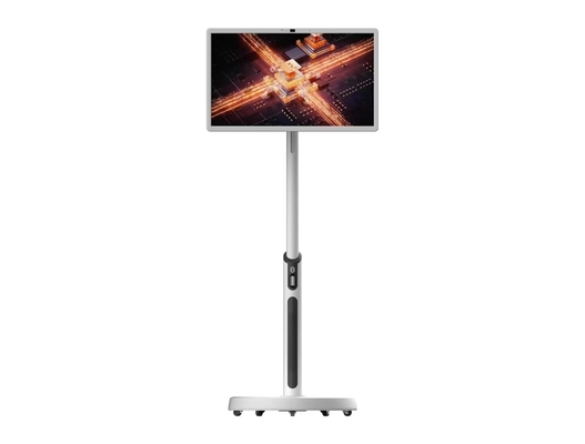 Fabrikverkauf 32 Zoll weißer tragbares KTV Restaurant mit Showroom Bühne Touch Android-Panels Tablet mit beweglichen Rädern Kamera und Lautsprecher